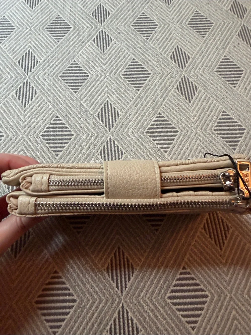 MISAKO Embossed Floral Snap Wallet - Beige